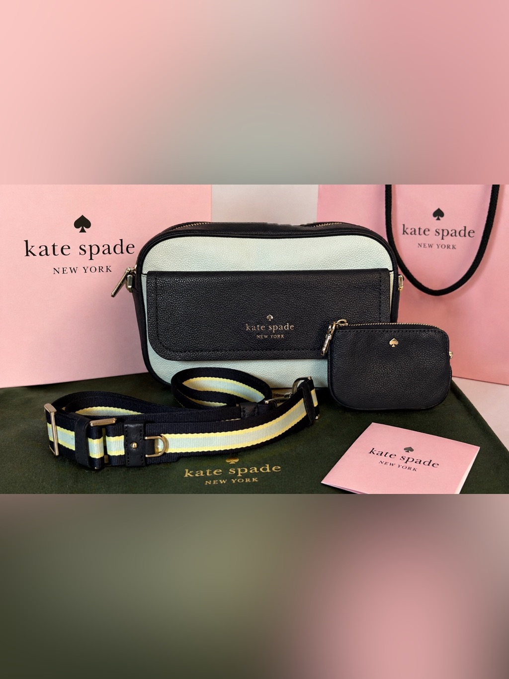 Nwot Kate Spade Navy Blue And Light Blue Two-Piece Crossbody Set